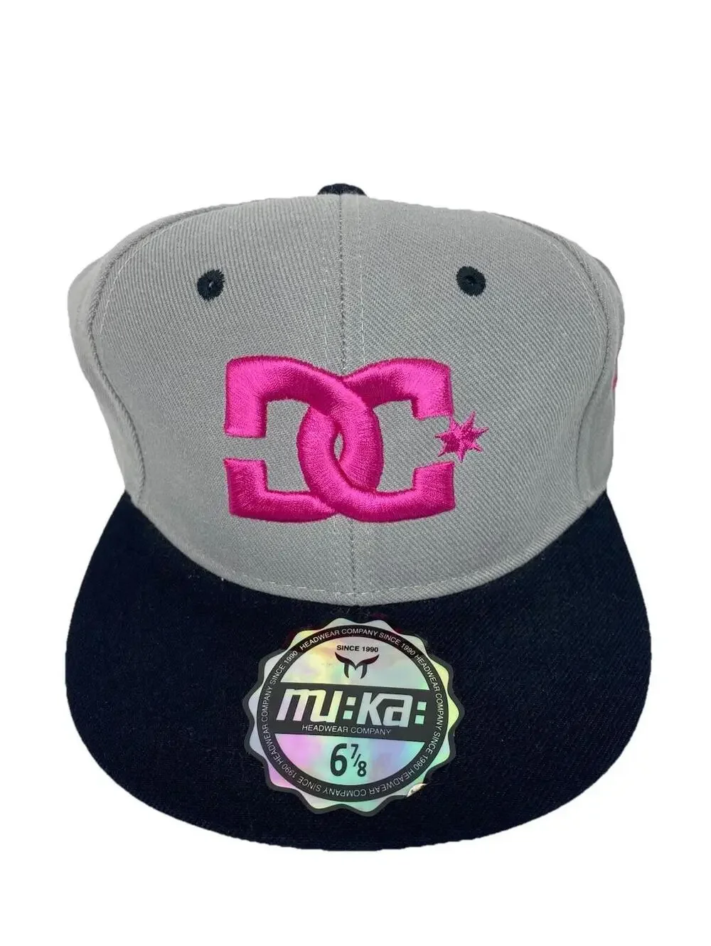DC Shoes Mu:ka: 6 7/8 Hat Fitted Pink Big Logo Y2K Skater Gray/BK